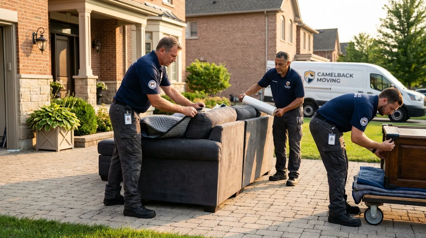 Large estate moving crew wrapping furniture in Brownsboro, TX